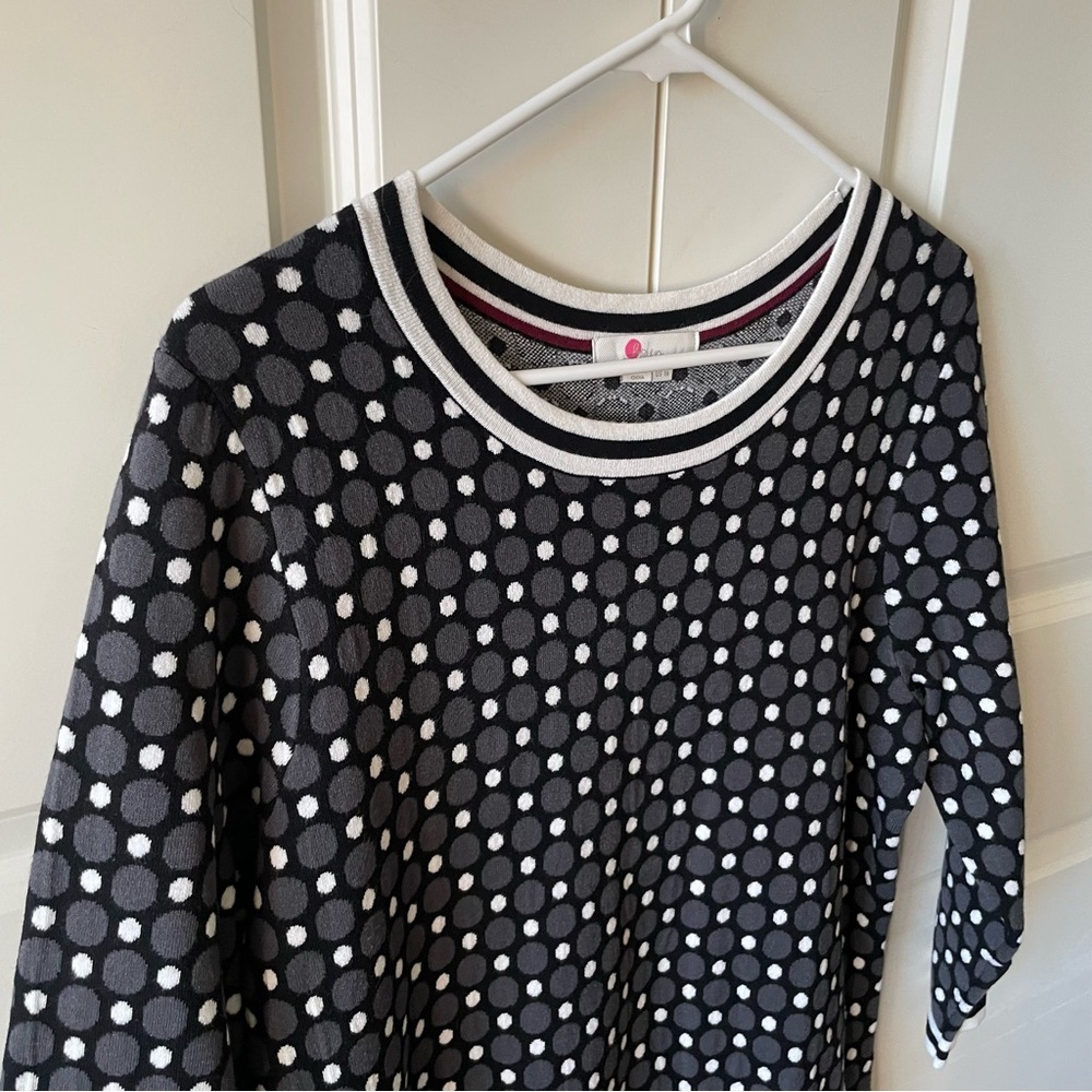 Boden Polka Dot Black and Gray Sweater Dress Size 16 - Picture 7 of 16